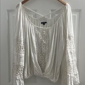 XOXO Cream Crochet Sleeve Blouse